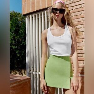 ZARA Slit Hem Skort - Apple Green